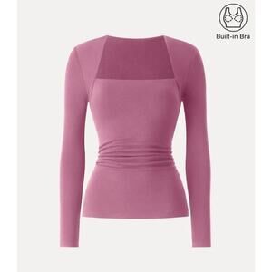 OGL Top Size M NEW ProWarm Angular Square Neck Side Ruched Brami Rose Pink